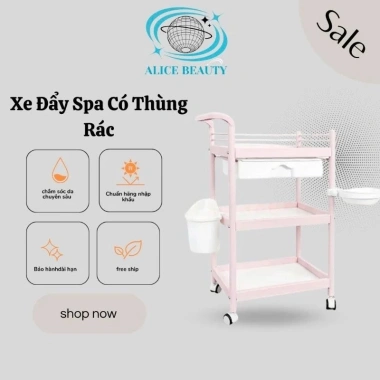 Xe Đẩy Spa 3 Tầng Thùng Rác Bát Nhựa - Thép + Nhựa ABS, Giá Ưu Đãi 470k