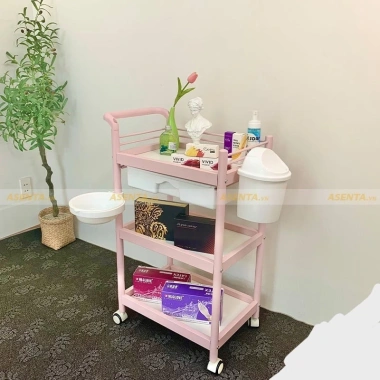 Xe Đẩy Spa 3 Tầng Thùng Rác Bát Nhựa - Thép + Nhựa ABS, Giá Ưu Đãi 470k