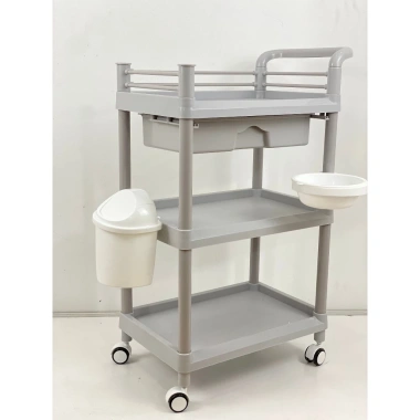 Xe Đẩy Spa 3 Tầng Thùng Rác Bát Nhựa - Thép + Nhựa ABS, Giá Ưu Đãi 470k
