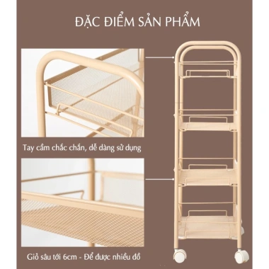 Xe Đẩy Spa 4 Tầng Bánh Xe XDS1 - Giá ưu đãi 248.400 VND, FREESHIP 7