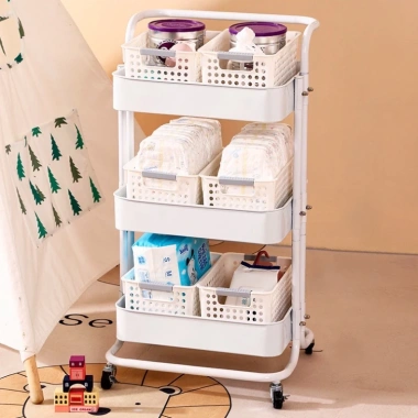 Xe Đẩy Spa YTC Babee 3 Tầng Đa Năng Nhập Khẩu - Kệ Bỉm Sữa, Bánh Xe Tiện Lợi, 125k