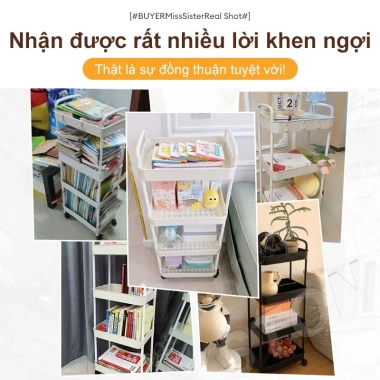 Xe đẩy STON đa năng kệ nhựa lớn có bánh xe tay vịn dùng phòng tắm chỉ 99.000