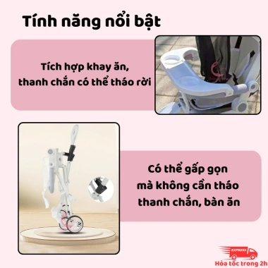 Xe đẩy THIENAN BABY M9/M8 gấp gọn, xoay chiều, 3 chế độ ngã lưng cho bé 2 tháng-6 tuổi - Giá ưu đãi 550k