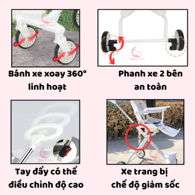 Xe đẩy THIENAN BABY M9/M8 gấp gọn, xoay chiều, 3 chế độ ngã lưng cho bé 2 tháng-6 tuổi - Giá ưu đãi 550k 5 Xe đẩy THIENAN BABY M9/M8 gấp gọn, xoay chiều, 3 chế độ ngã lưng cho bé 2 tháng-6 tuổi - Giá ưu đãi 550k 5