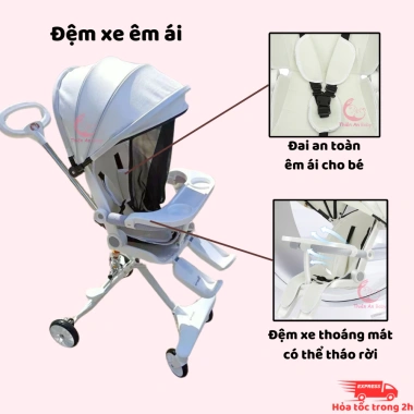 Xe đẩy THIENAN BABY M9/M8 gấp gọn, xoay chiều, 3 chế độ ngã lưng cho bé 2 tháng-6 tuổi - Giá ưu đãi 550k