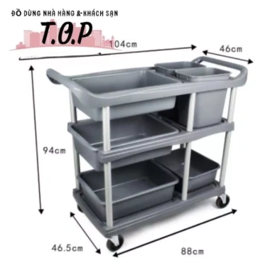 Xe Đẩy Thu Gom Chén Dĩa & Thức Ăn Thừa - Freeship, Giá Giảm 1.22 Triệu, Tiện Lợi, Vệ Sinh An Toàn
