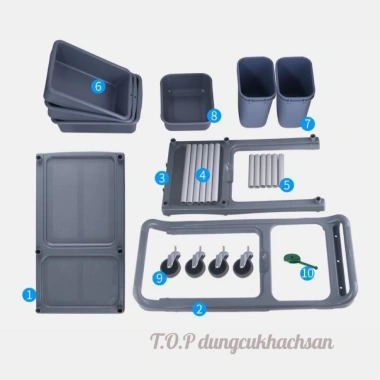 Xe Đẩy Thu Gom Chén Dĩa & Thức Ăn Thừa - Freeship, Giá Giảm 1.22 Triệu, Tiện Lợi, Vệ Sinh An Toàn