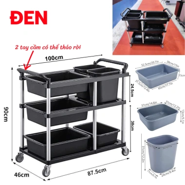 Xe Đẩy Thu Gom Chén Dĩa & Thức Ăn Thừa - Freeship, Giá Giảm 1.22 Triệu, Tiện Lợi, Vệ Sinh An Toàn