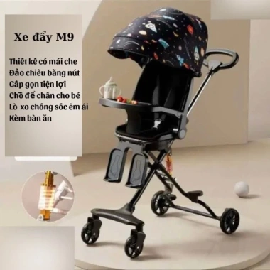 Xe đẩy trẻ em gấp gọn M8-M9 đảo 2 chiều 2 tư thế cao cấp, tặng đệm và mái che, chỉ 139.000₫