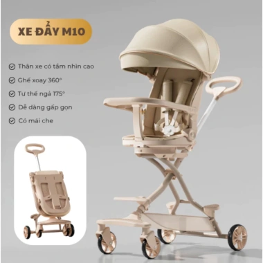 Xe Đẩy Trẻ Em M10 Gấp Gọn, Ngả Lưng 175°, Đảo Chiều 360° và Bàn Ăn Dặm - 779.000đ 10