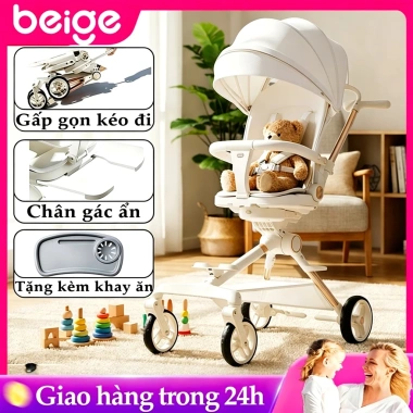 Xe đẩy trẻ sơ sinh gập đôi hai chiều, ngồi và nằm, kèm khay ăn, giảm giá 999k