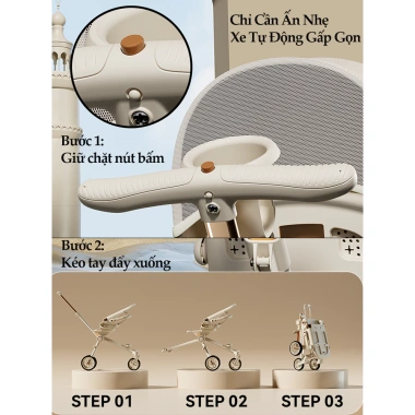 Xe đẩy trẻ sơ sinh gập đôi hai chiều, ngồi và nằm, kèm khay ăn, giảm giá 999k