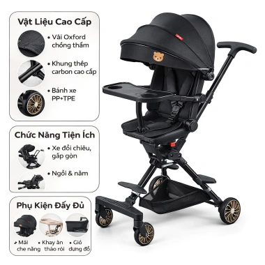 Xe đẩy trẻ sơ sinh gập đôi hai chiều, ngồi và nằm, kèm khay ăn, giảm giá 999k