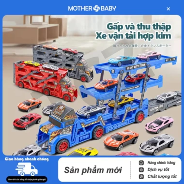 Xe đồ chơi container 3 tầng, kèm xe tải gấp gọn, xe nhỏ - Giá ưu đãi 83.199₫