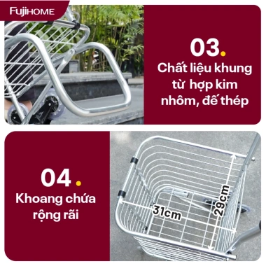 Xe kéo chợ 6 bánh 40kg SC260NEW2 - Gấp gọn, leo cầu thang, giá 526.000đ 6 Xe kéo chợ 6 bánh 40kg SC260NEW2 - Gấp gọn, leo cầu thang, giá 526.000đ 6