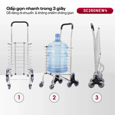 Xe kéo chợ gấp gọn Fujihome 8 bánh cầu thang, xe đẩy 6 bánh quay 360 độ 526.000 VND 9