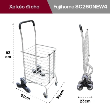 Xe kéo chợ gấp gọn Fujihome 8 bánh cầu thang, xe đẩy 6 bánh quay 360 độ 526.000 VND 10