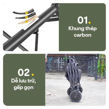 Xe kéo dã ngoại gấp gọn Fujihome chở 100kg, khung thép chịu lực, bánh siêu bền - Dễ dàng cắm trại picnic 5