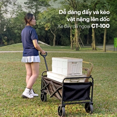 Xe kéo dã ngoại gấp gọn Fujihome chở 100kg, khung thép chịu lực, bánh siêu bền - Dễ dàng cắm trại picnic 6