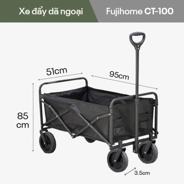 Xe kéo dã ngoại gấp gọn Fujihome chở 100kg, khung thép chịu lực, bánh siêu bền - Dễ dàng cắm trại picnic 10