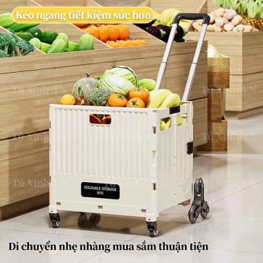 Xe Kéo Đồ Siêu Thị Gấp Gọn, Hình Vali Tiện Lợi, Bánh Xe Leo Cầu Thang 498.000₫ 3