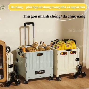 Xe Kéo Đồ Siêu Thị Gấp Gọn, Hình Vali Tiện Lợi, Bánh Xe Leo Cầu Thang 498.000₫ 4