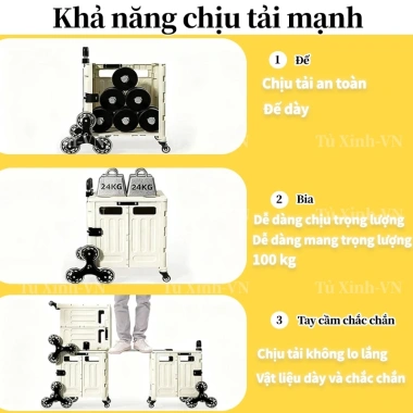 Xe Kéo Đồ Siêu Thị Gấp Gọn, Hình Vali Tiện Lợi, Bánh Xe Leo Cầu Thang 498.000₫ 7