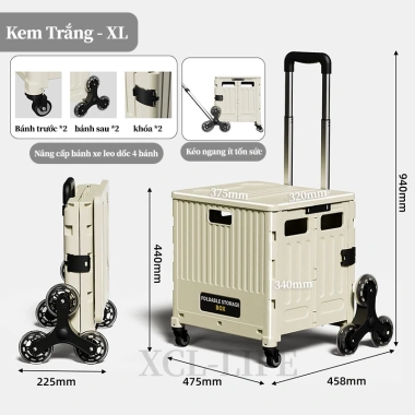 Xe Kéo Đồ Siêu Thị Gấp Gọn, Hình Vali Tiện Lợi, Bánh Xe Leo Cầu Thang 498.000₫ 10