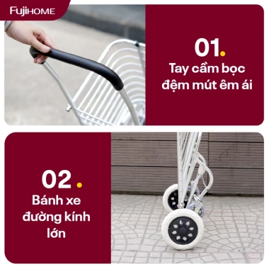 Xe kéo gấp gọn FUJIHOME SC-250NEW4 40kg, 4 bánh xoay - Giá ưu đãi 486.000₫