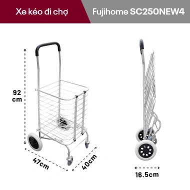 Xe kéo gấp gọn FUJIHOME SC-250NEW4 40kg, 4 bánh xoay - Giá ưu đãi 486.000₫ 10 Xe kéo gấp gọn FUJIHOME SC-250NEW4 40kg, 4 bánh xoay - Giá ưu đãi 486.000₫ 10
