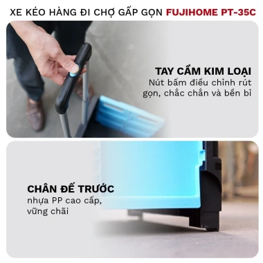Xe kéo hàng 2 bánh 65L FUJIHOME - Thùng vali gấp gọn chợ&picnic - 486k 3