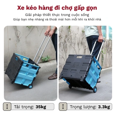 Xe kéo hàng 2 bánh 65L FUJIHOME - Thùng vali gấp gọn chợ&picnic - 486k 9