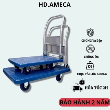 Xe Kéo Hàng 4 Bánh 300‑500KG Gấp Gọn – Xe Đẩy Siêu Thị Chống Ồn 1.110.000₫