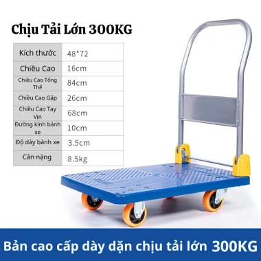 Xe Kéo Hàng 4 Bánh 300‑500KG Gấp Gọn – Xe Đẩy Siêu Thị Chống Ồn 1.110.000₫