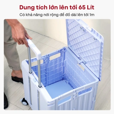 Xe kéo hàng 4 bánh gấp gọn Fujihome - Đa năng 65L, xếp gọn, dùng cho chợ, siêu thị, ô tô - 534.000 VND