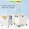 Xe Kéo Hàng Gấp Gọn Siêu Thị Thùng Đựng Bánh Xe, Tay Kéo Điều Chỉnh, Giá 399k