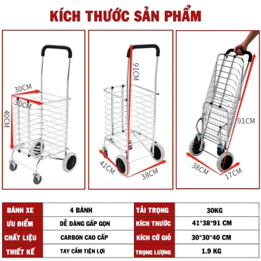 Xe Kéo Siêu Thị TOSHUDO Hợp Kim Gấp Gọn - Tiện Lợi, Giá Chỉ 99.000đ 7 Xe Kéo Siêu Thị TOSHUDO Hợp Kim Gấp Gọn - Tiện Lợi, Giá Chỉ 99.000đ 7