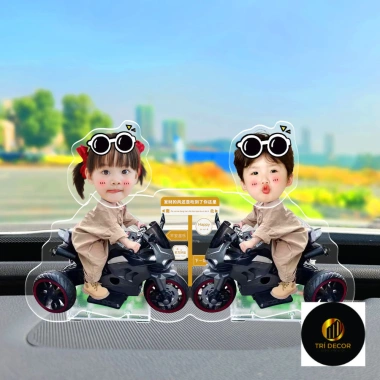 Xe lắc đầu đồ trang trí tự làm - Hình đại diện cặp đôi, trang trí nội thất xe hơi, giá 69.000₫
