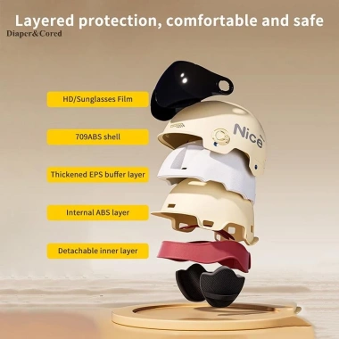 Xe máy YTH DIAPER và CORED 1 chiếc, nửa mũ bảo hiểm, chống nắng bốn mùa, giá 54.000đ