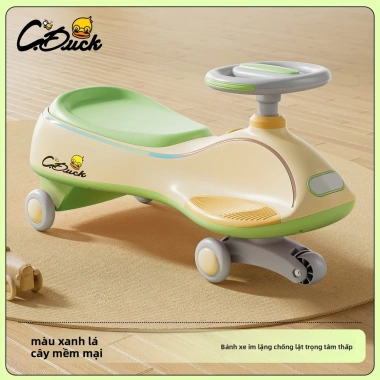Xe ô tô xoay vịt vàng 1-8 tuổi, chống lật, bánh xe đa năng, im lặng có nhạc 6