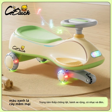 Xe ô tô xoay vịt vàng 1-8 tuổi, chống lật, bánh xe đa năng, im lặng có nhạc 9