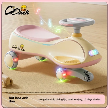 Xe ô tô xoay vịt vàng 1-8 tuổi, chống lật, bánh xe đa năng, im lặng có nhạc 10