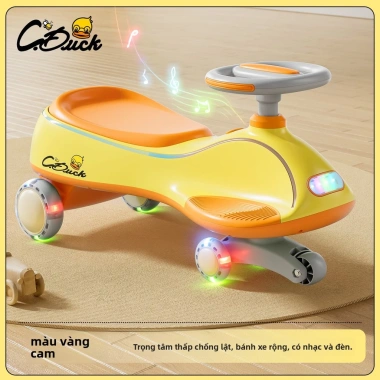 Xe ô tô xoay vịt vàng 1-8 tuổi, chống lật, bánh xe đa năng, im lặng có nhạc 11
