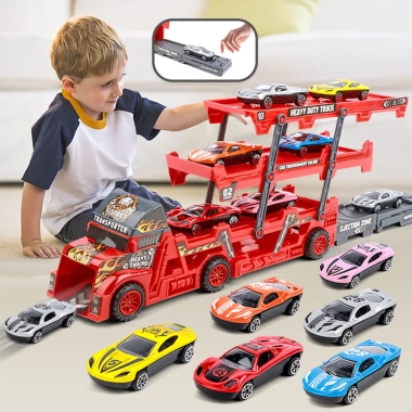 Xe siêu xe 3 tầng gấp gọn Racing Transporter Kit - Đồ chơi bé trai, chỉ 83.299₫
