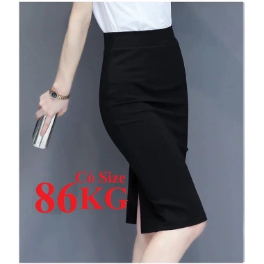 Xẻ Tà Chân Váy Bút Chì Lưng Thun 50cm Vải Thun Co Giãn Big Size 86KG Giá 125k