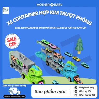Xe tải khủng long 3 tầng có cầu trượt, gấp gọn, đồ chơi vận chuyển cho bé trai - Giá ưu đãi 83.199₫