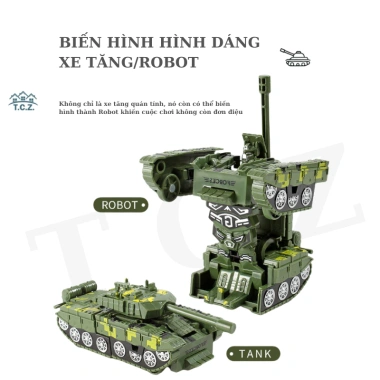 Xe Tăng Biến Hình Robot Tự Động Có Đèn - Đồ Chơi Trẻ Em Chạy Đà, Giảm Giá 4