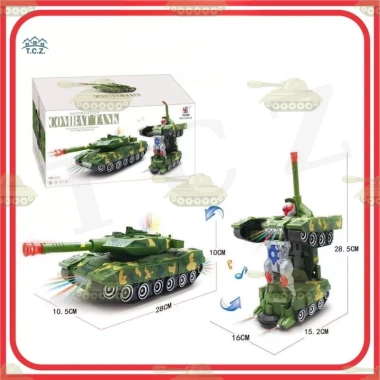 Xe Tăng Biến Hình Robot Tự Động Có Đèn - Đồ Chơi Trẻ Em Chạy Đà, Giảm Giá 5