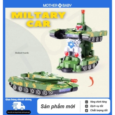 Xe tăng robot biến hình tự động có đèn nhạc, đồ chơi robot hấp dẫn cho bé trai