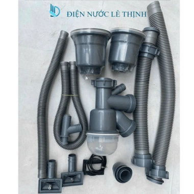 Xi Phông Bộ Xả Chậu Rửa Chén 2 Hộc 110mm - 2 Xả Tràn, Đúc Bền, Giá Ưu Đãi 130k